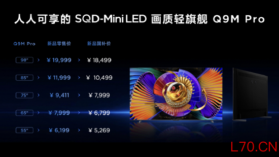 TCL发布Q9M Pro系列电视，色点准确性提升69%